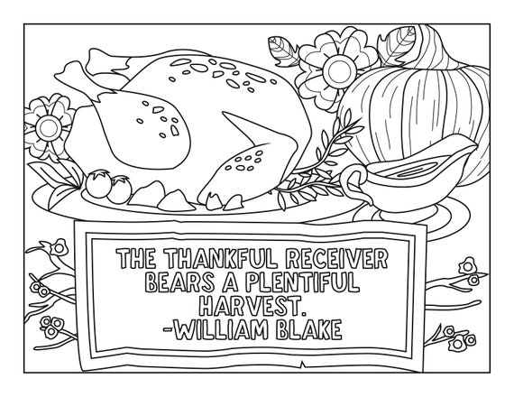 Thanksgiving coloring pages for adults printable coloring pages instant download pdf