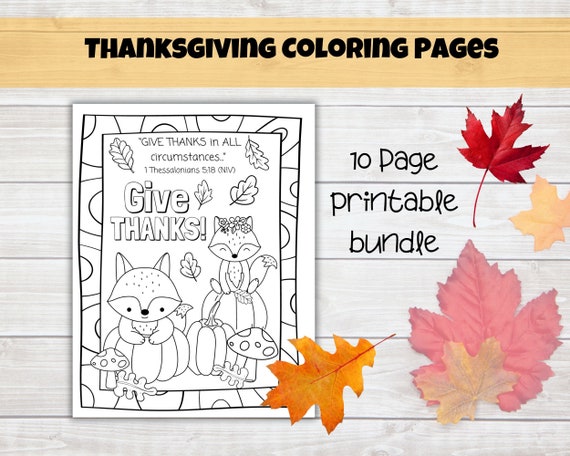 Thanksgivingfall bible verse set of coloring pages printable sunday school christian classroom gratitude thankfulness activity download now