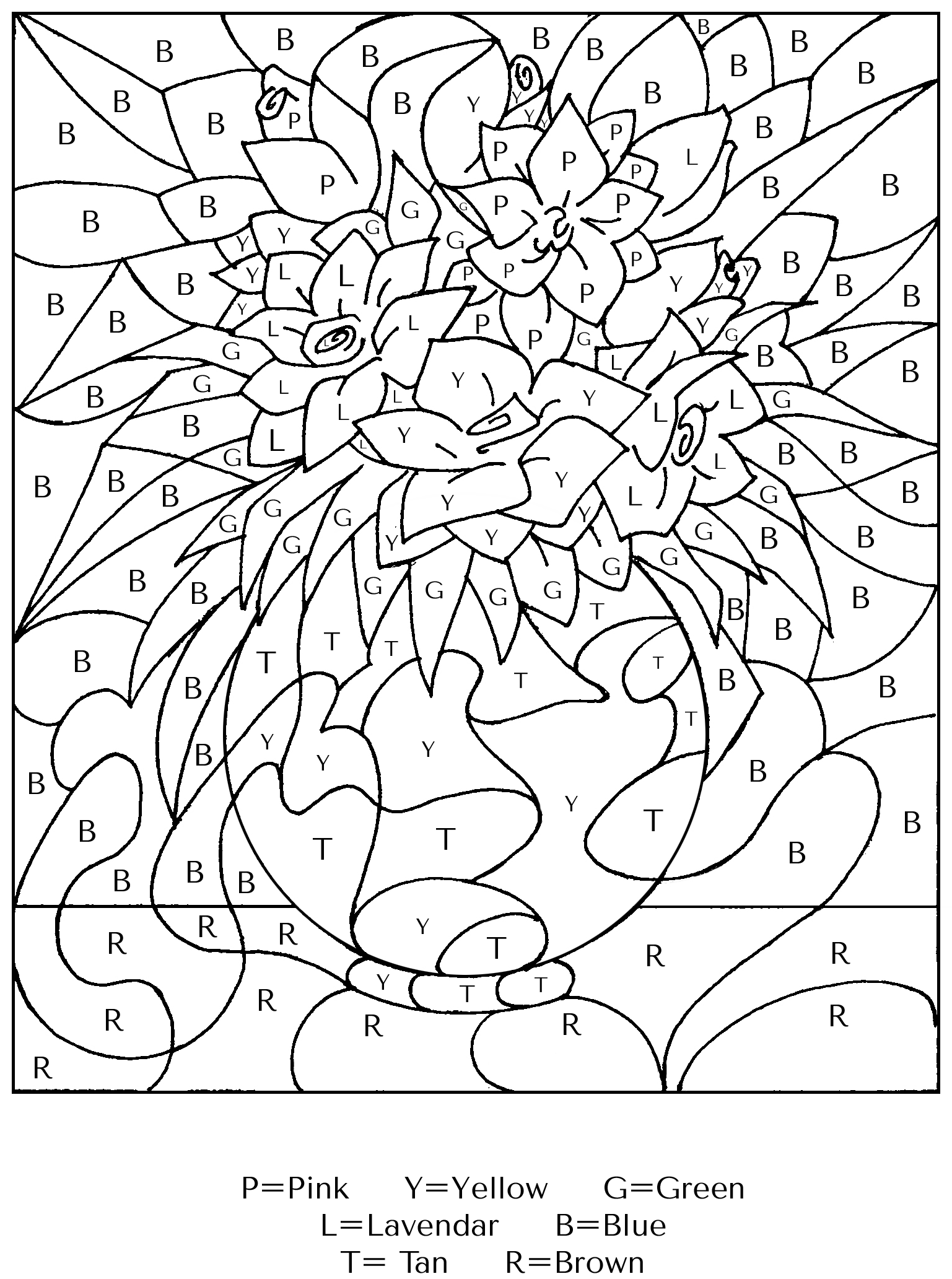 Color by letters coloring pages