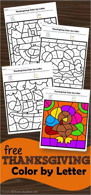 Ð free printable thanksgiving color by letter worksheets