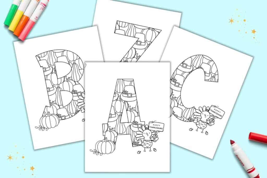 Free printable thanksgiving alphabet coloring pages