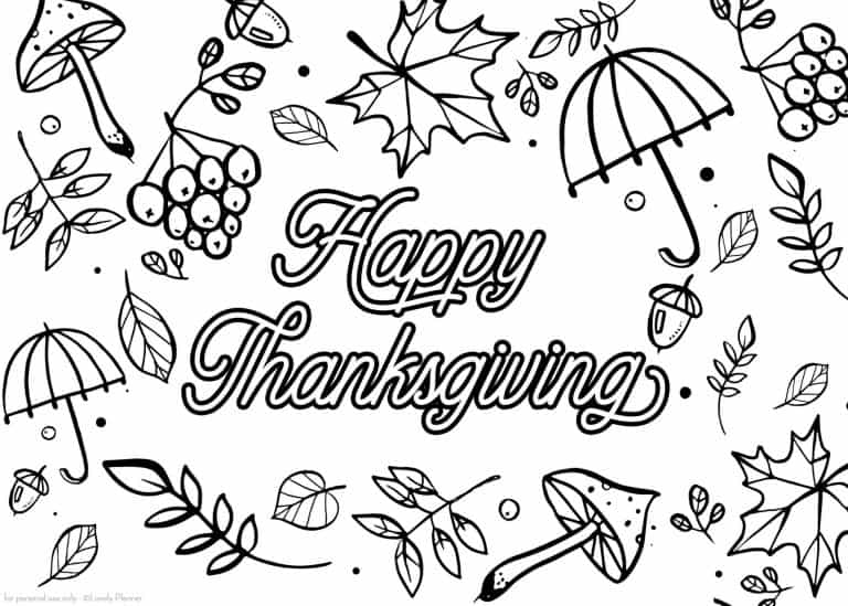 Free printable thanksgiving coloring page in sizes