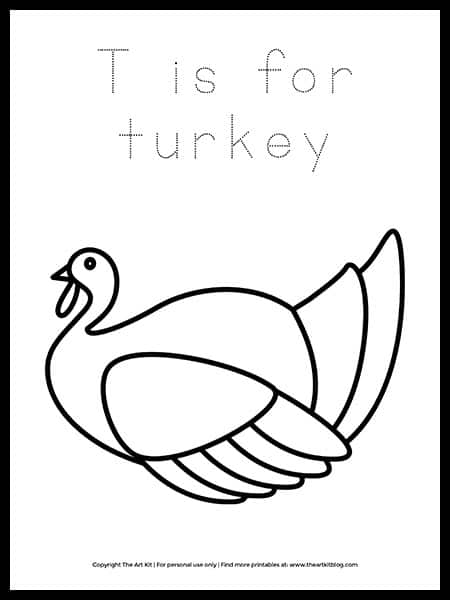 Letter t turkey coloring page free homeschool deals