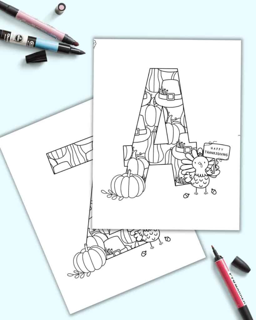 Free printable thanksgiving alphabet coloring pages