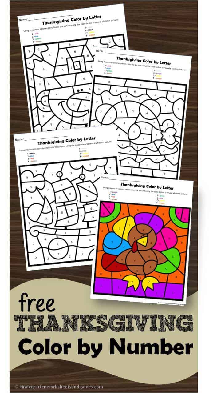 Free thanksgiving color by number