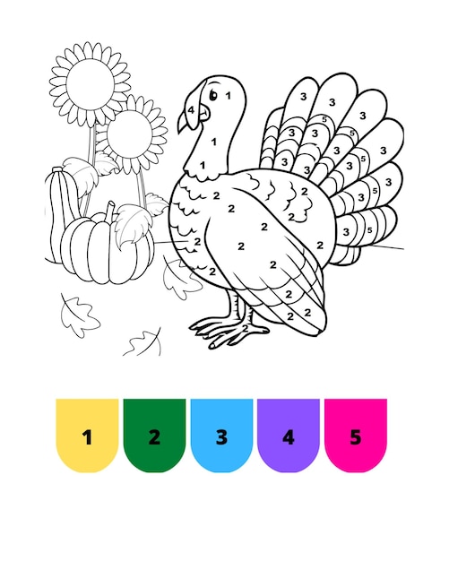 Premium vector thanksgiving color by number pages for kids color by number pages for thanksgiving