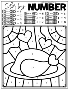 Free thanksgiving color by number printables