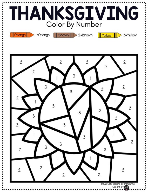 Thanksgiving color by number activity for kids printable color by number thanksgiving thanksgiving printable coloring pages