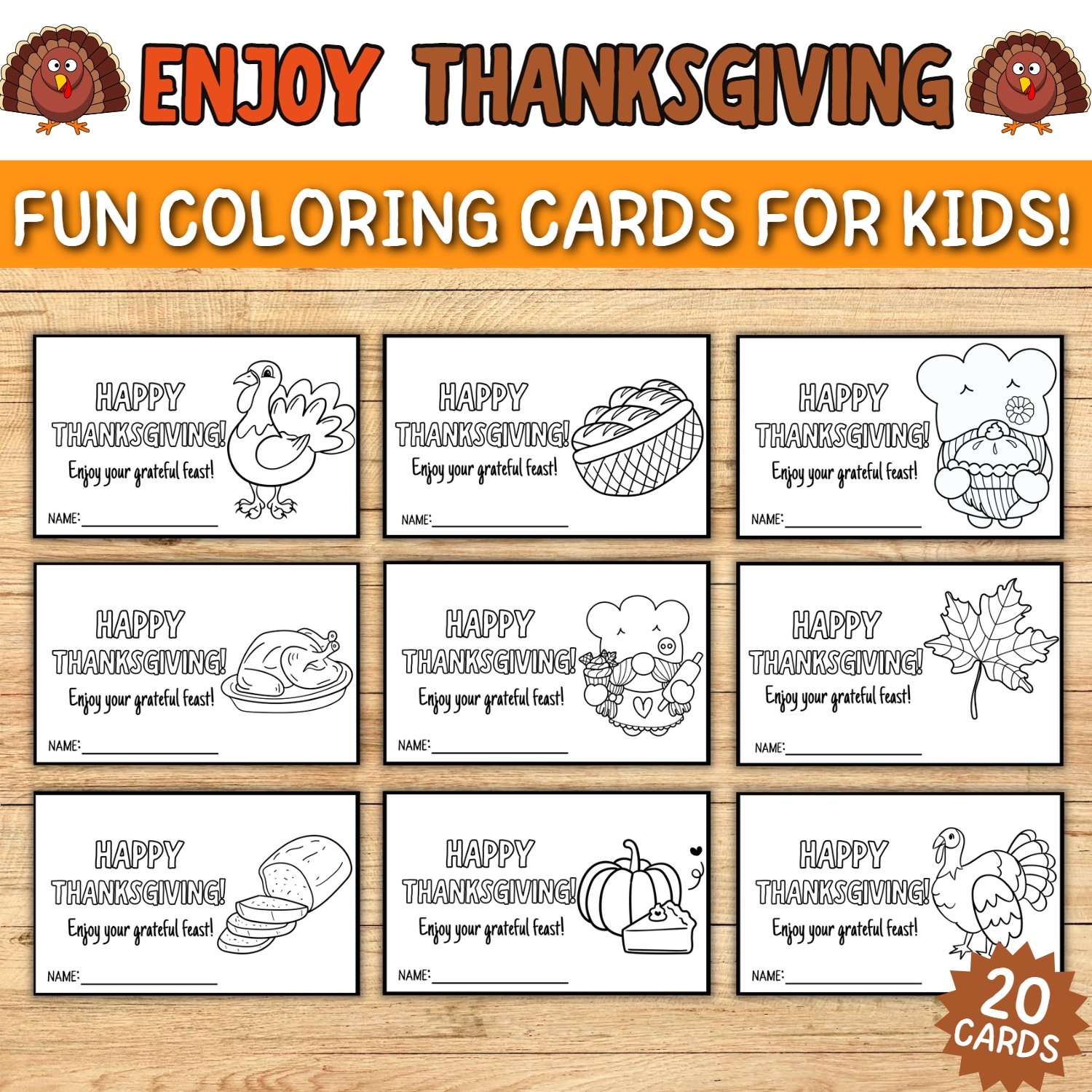 Celebrate the thanksgiving with fun and engaging coloring cards for kids made by teachers