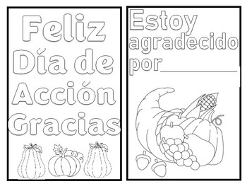 Spanish thanksgiving cards mini coloring pages by classroom panero