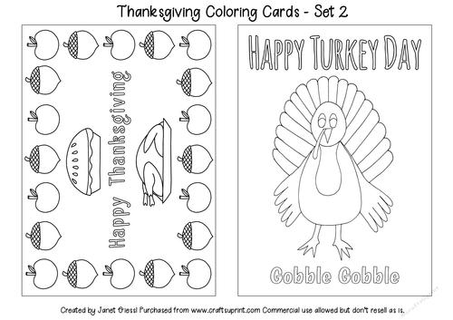 Thanksgiving coloring cards