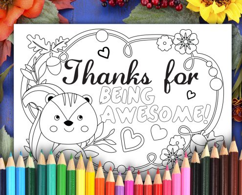 Thanksgiving coloring printable thank you cards