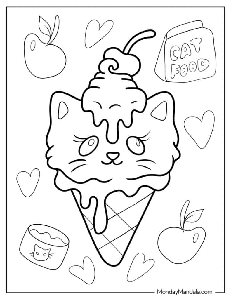 Cat coloring pages free pdf printables