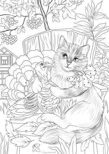 Cat and turkey â favoreads coloring club