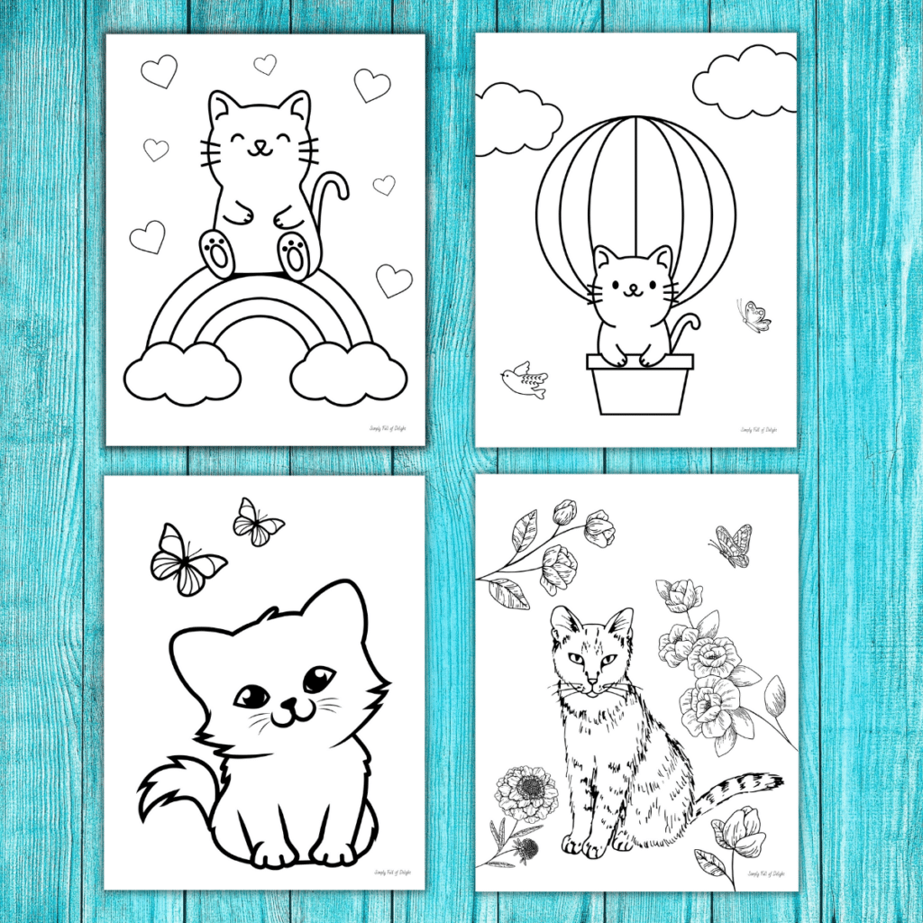 Cute kitty coloring pages for kids free printable