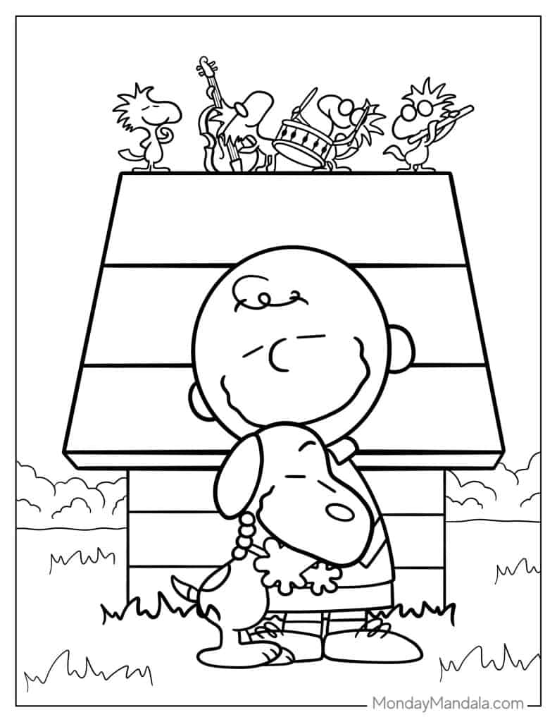 Peanuts snoopy coloring pages free pdf printables