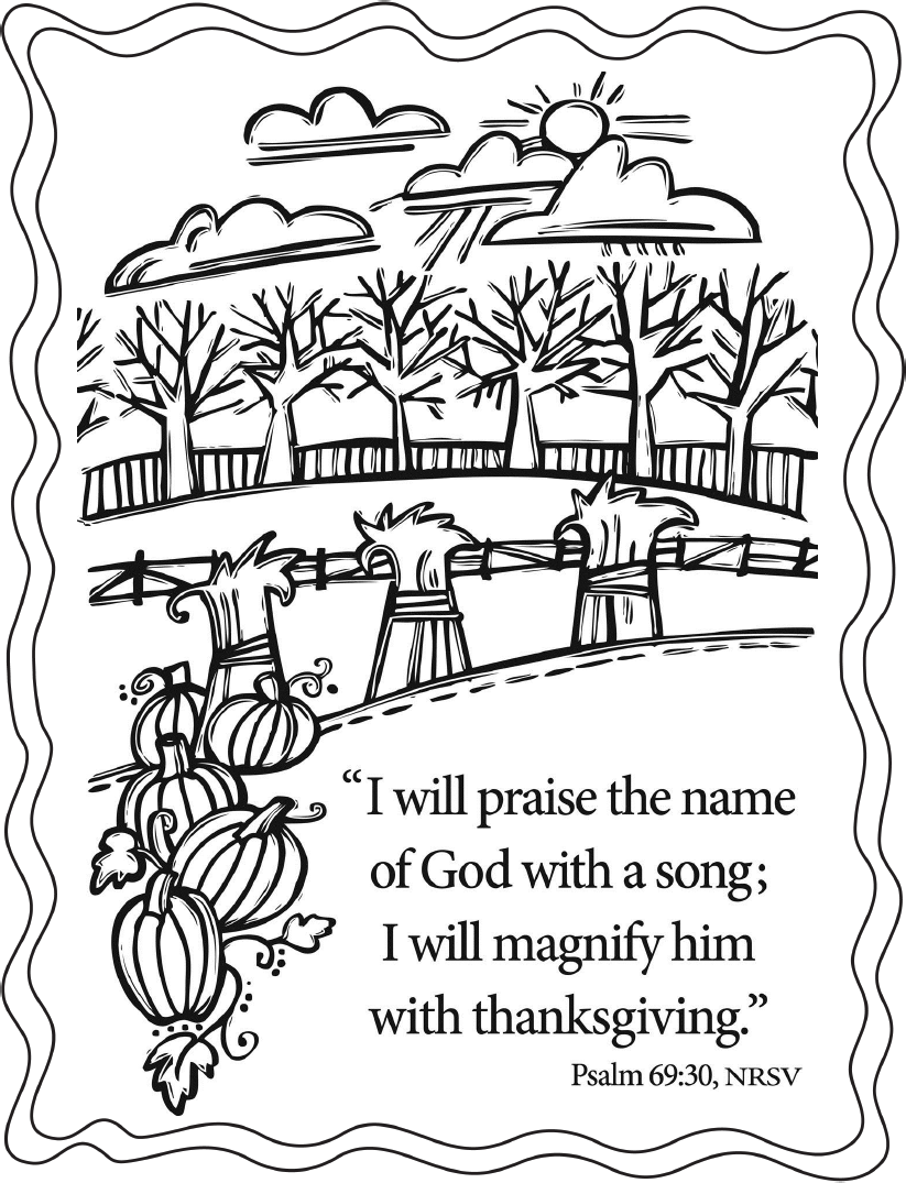 Beautiful thanksgiving coloring pages with inspirational scriptures