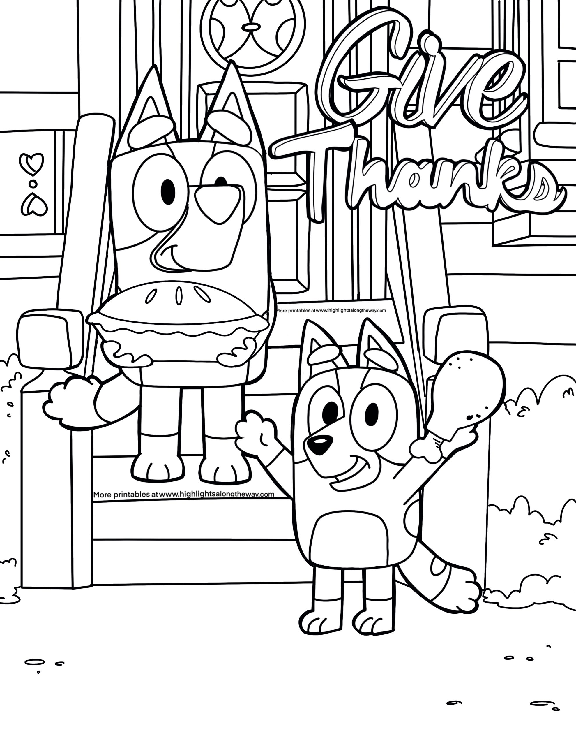 Bluey thanksgiving coloring page