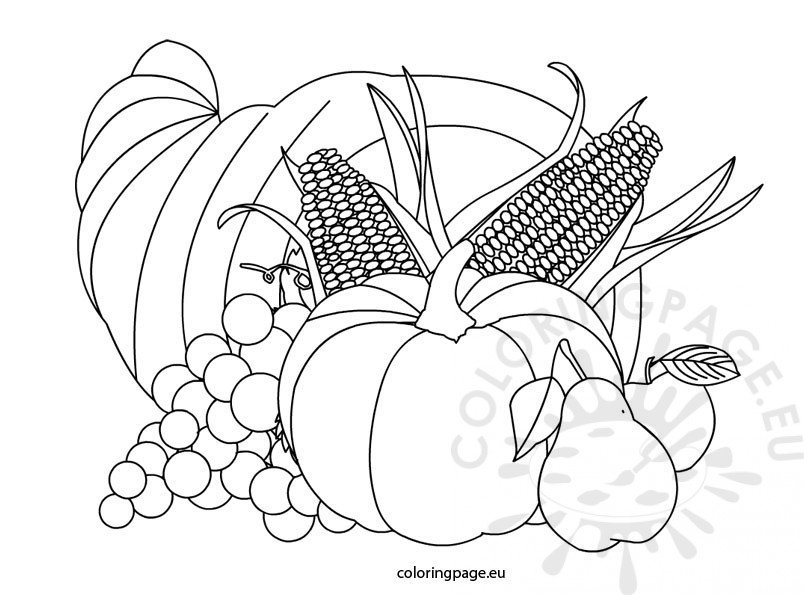 Thanksgiving cornucopia coloring page coloring page