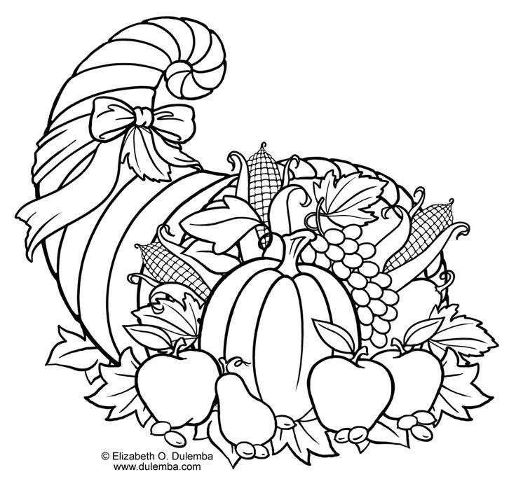 Thanksgiving cornucopia coloring pages