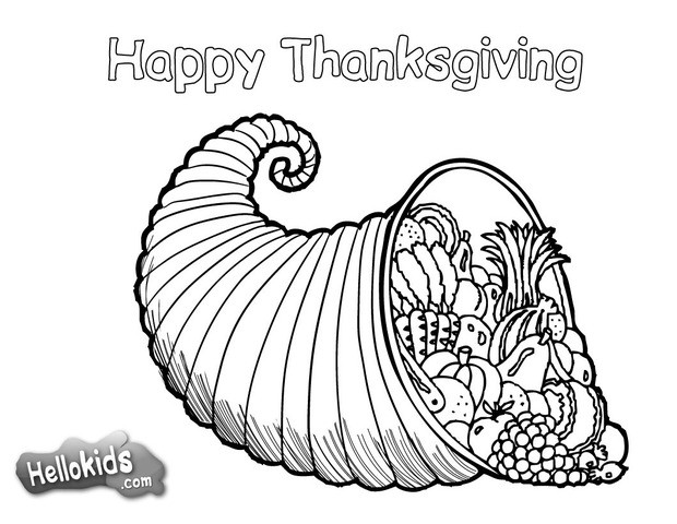 Thanksgiving cornucopia coloring pages