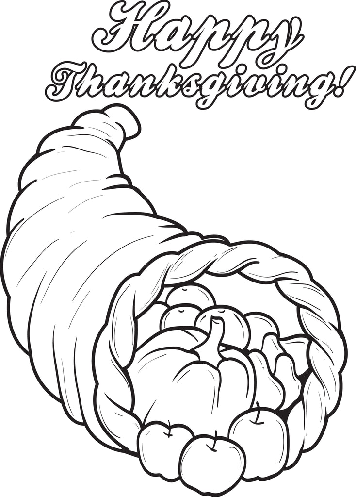 Printable cornucopia thanksgiving coloring page for kids â