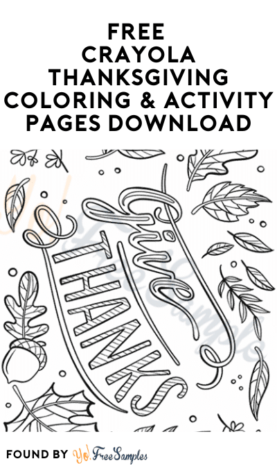 Free crayola thanksgiving coloring activity pages download