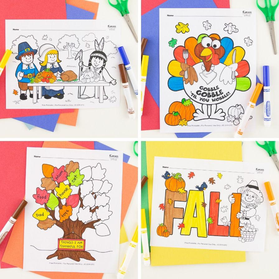 Free fall thanksgiving coloring pages for kids