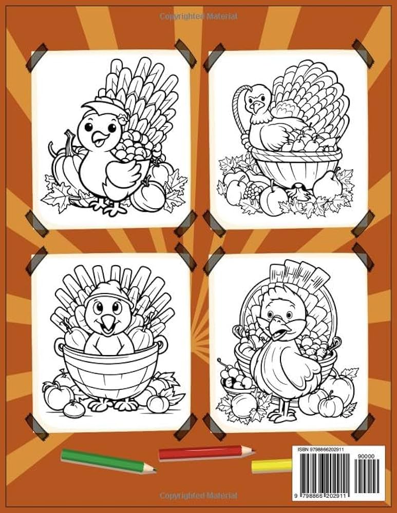 Thanksgiving coloring book thanksgiving coloring page for kids featuring a variety of designs and drawing styles sheets are printed separately to prevent bleed