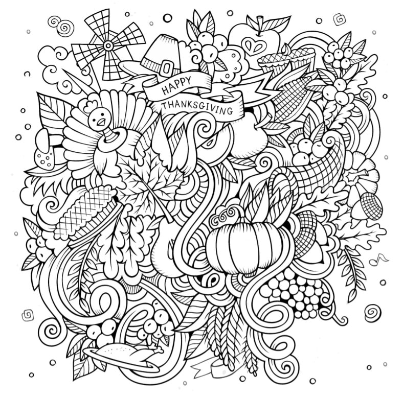 Free printable thanksgiving coloring pages for adults