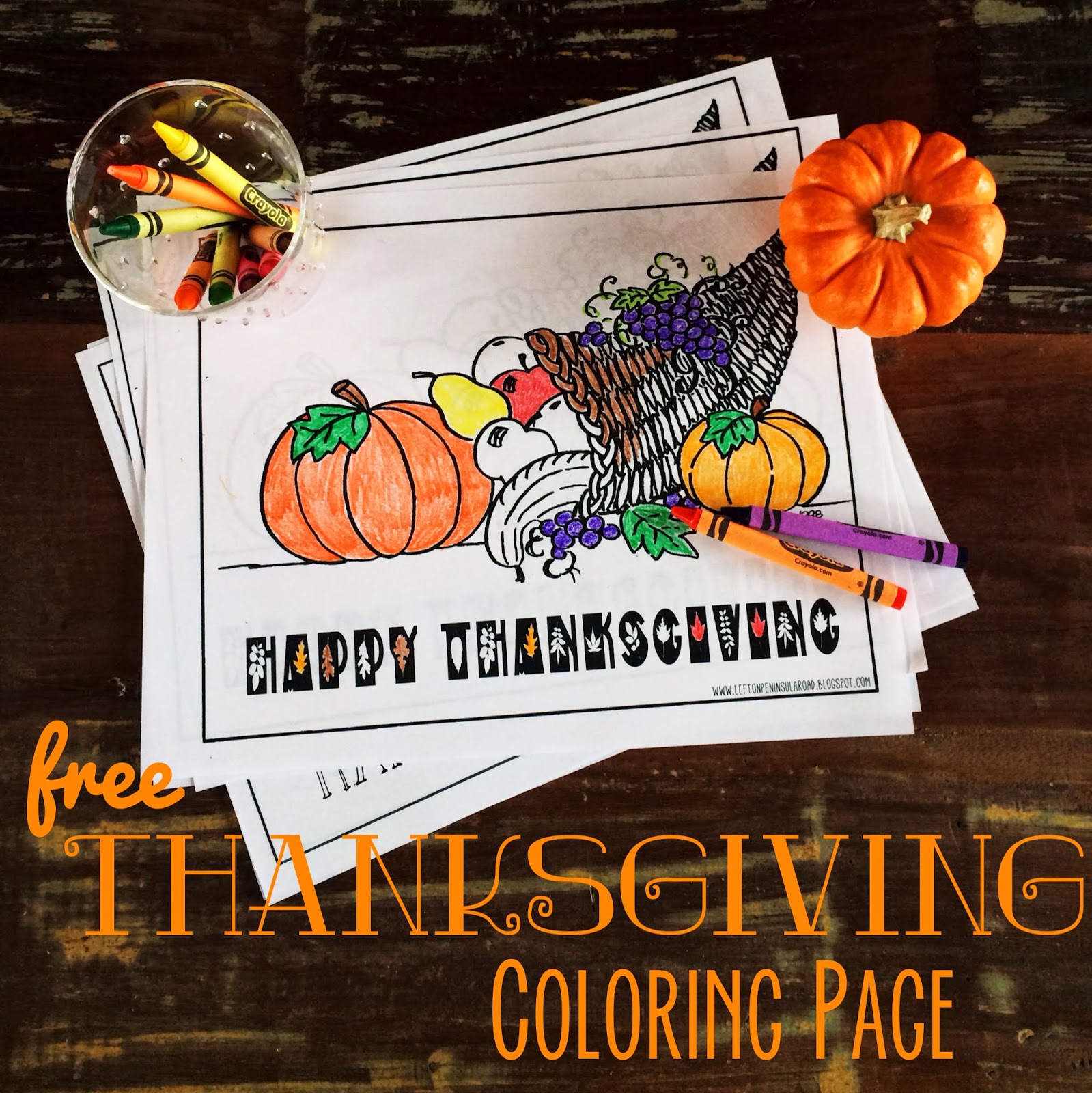 Thanksgiving coloring page left on peninsula road