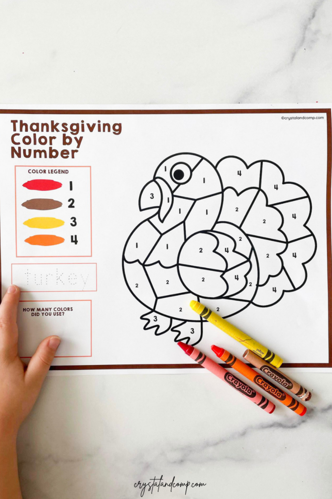 Thanksgiving color by number printables