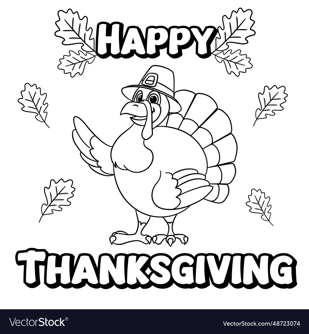 Coloring page thanksgiving day royalty free vector image