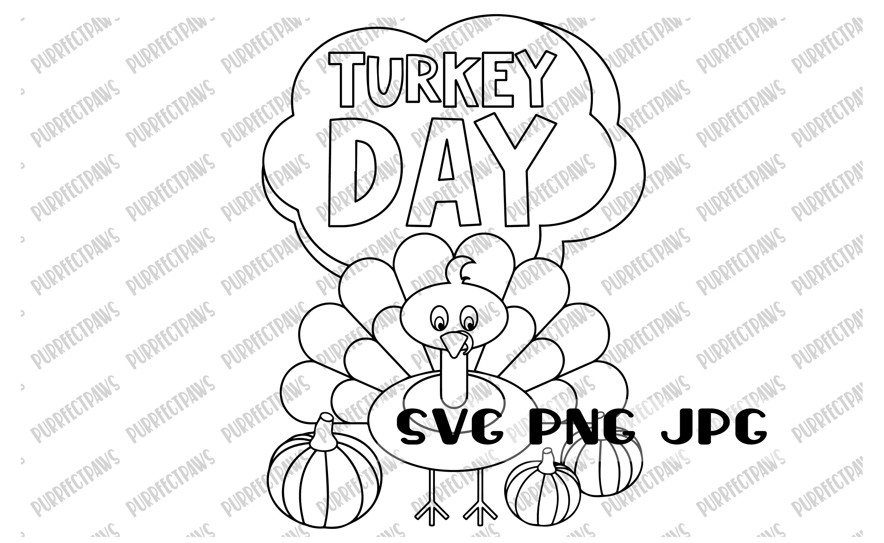 Turkey day coloring svg coloring page happy thanksgiving cartoon coloring t