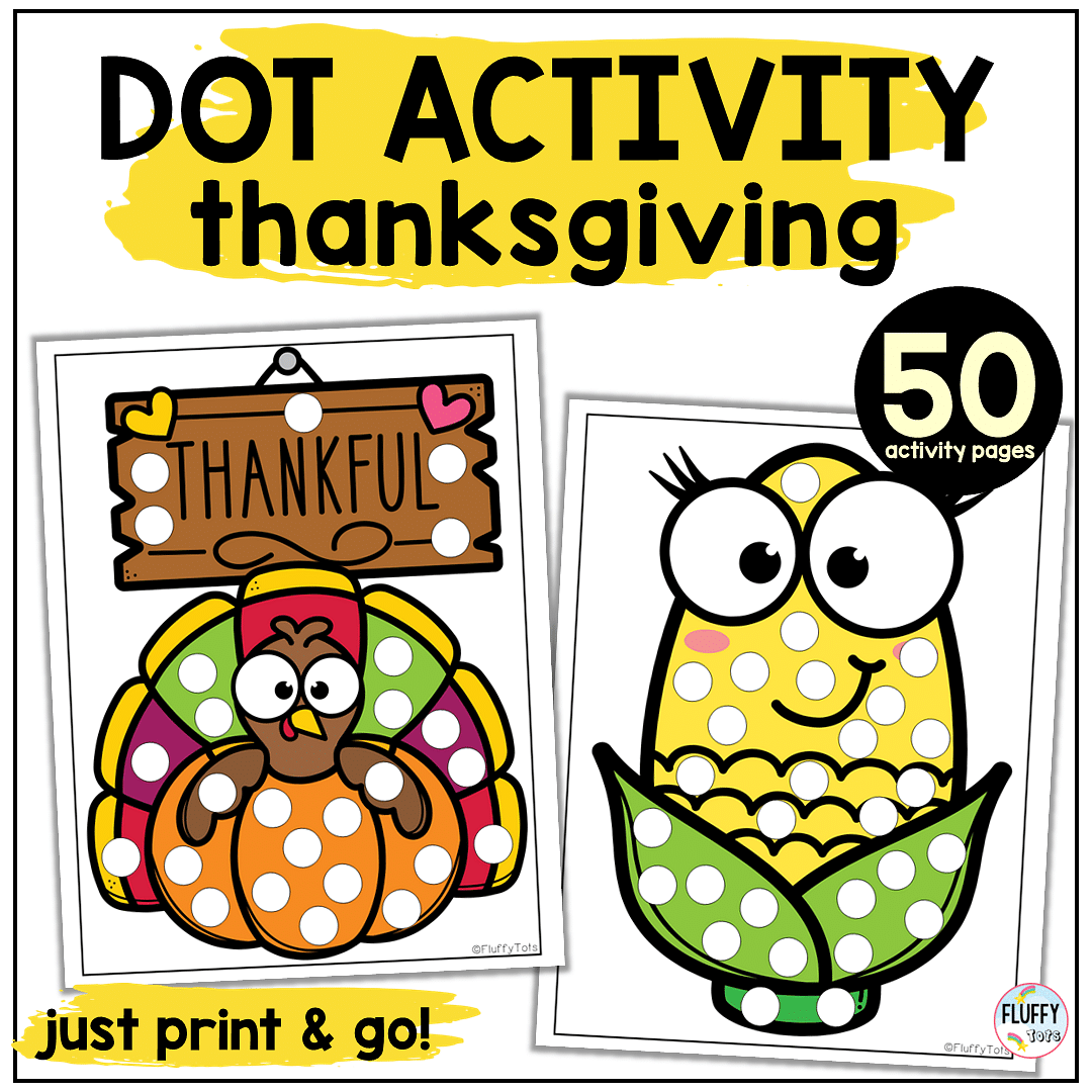 Pages of adorable thanksgiving dot marker printable page