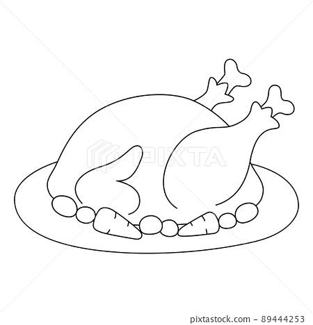 Thanksgiving turkey feast isolated coloring page