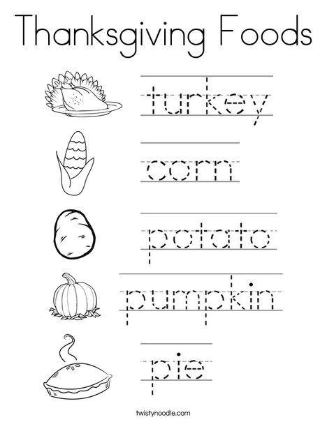 Thanksgiving foods coloring page