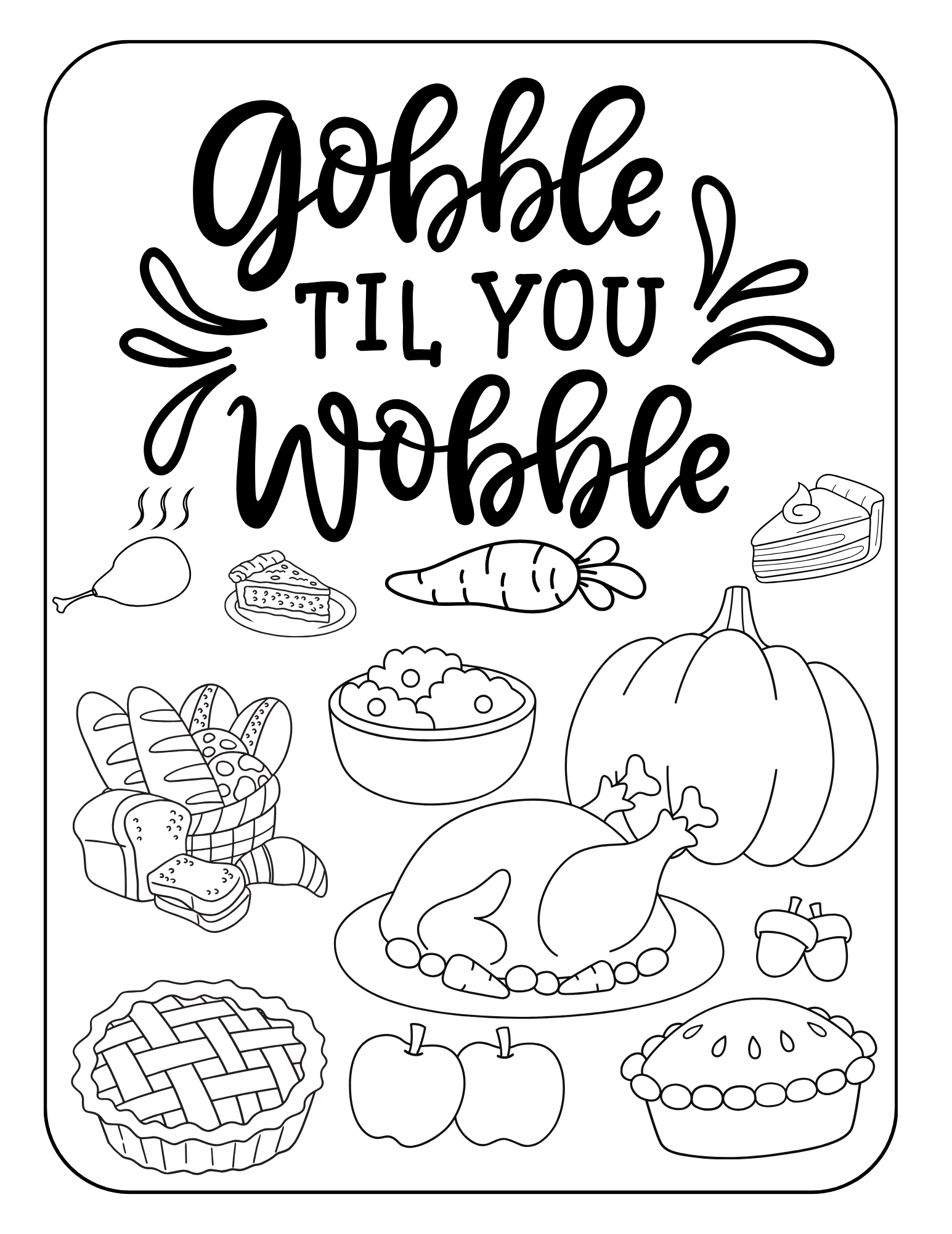 Cute thanksgiving coloring pages for kids and adults