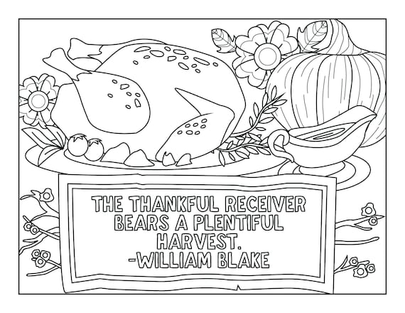 Thanksgiving coloring pages for adults printable coloring pages instant download pdf