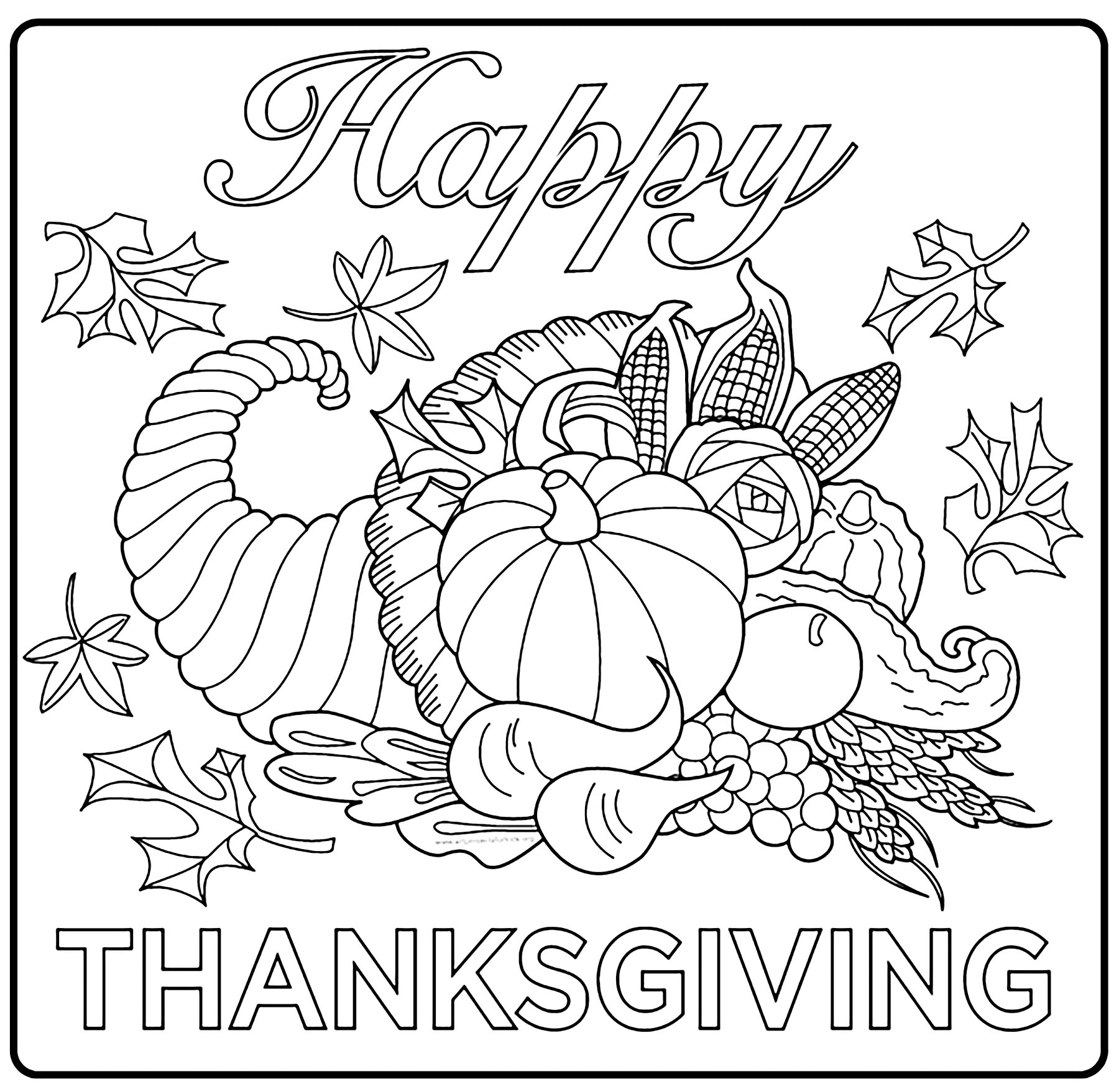 Free thanksgiving drawing to download and color