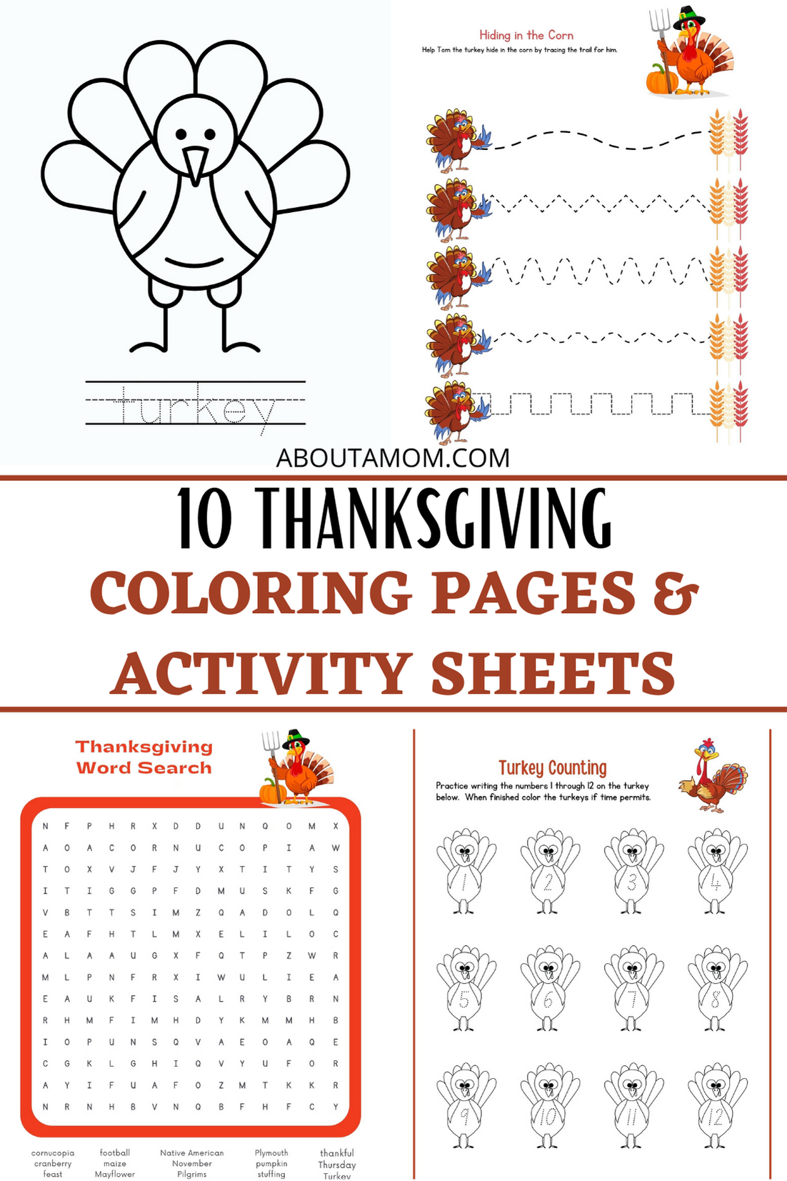 Free thanksgiving coloring pages activity sheets