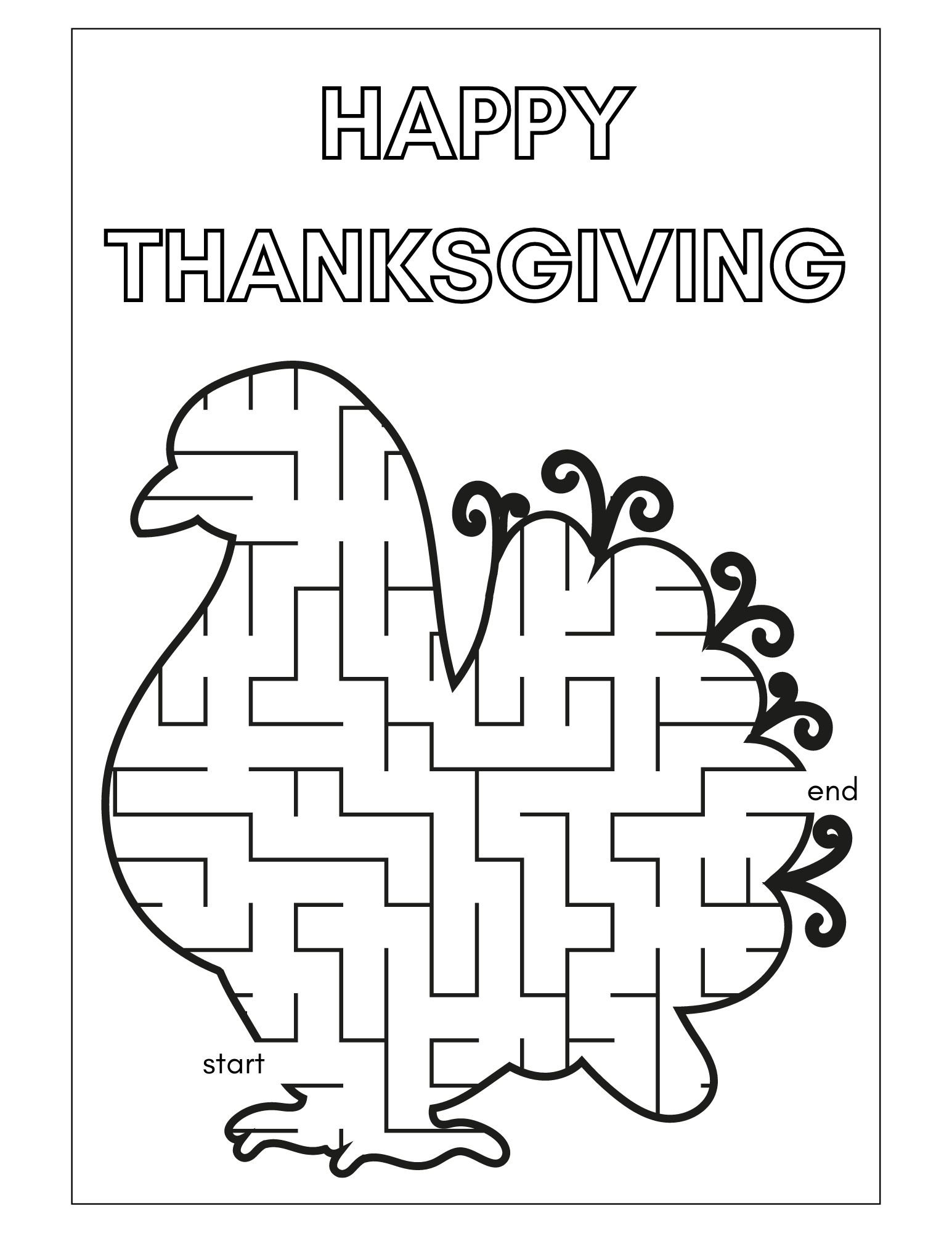 Thanksgiving printables and activity pages for kids