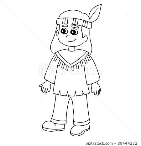 Thanksgiving pilgrim native boy isolated