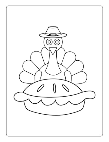 Premium vector thanksgiving coloring pages for kids with turkey and pumpkin black and white activity worksheet