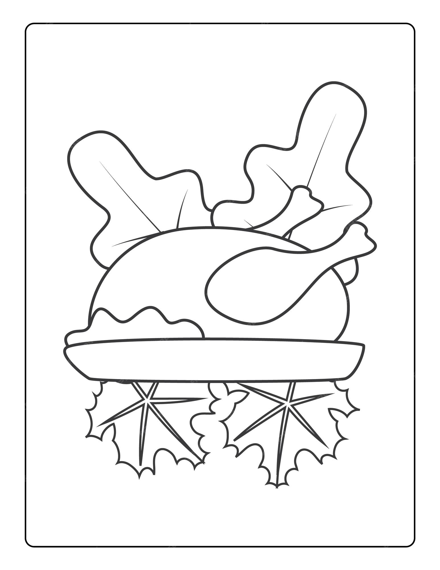 Premium vector thanksgiving coloring pages for kids with turkey and pumpkin black and white activity worksheet