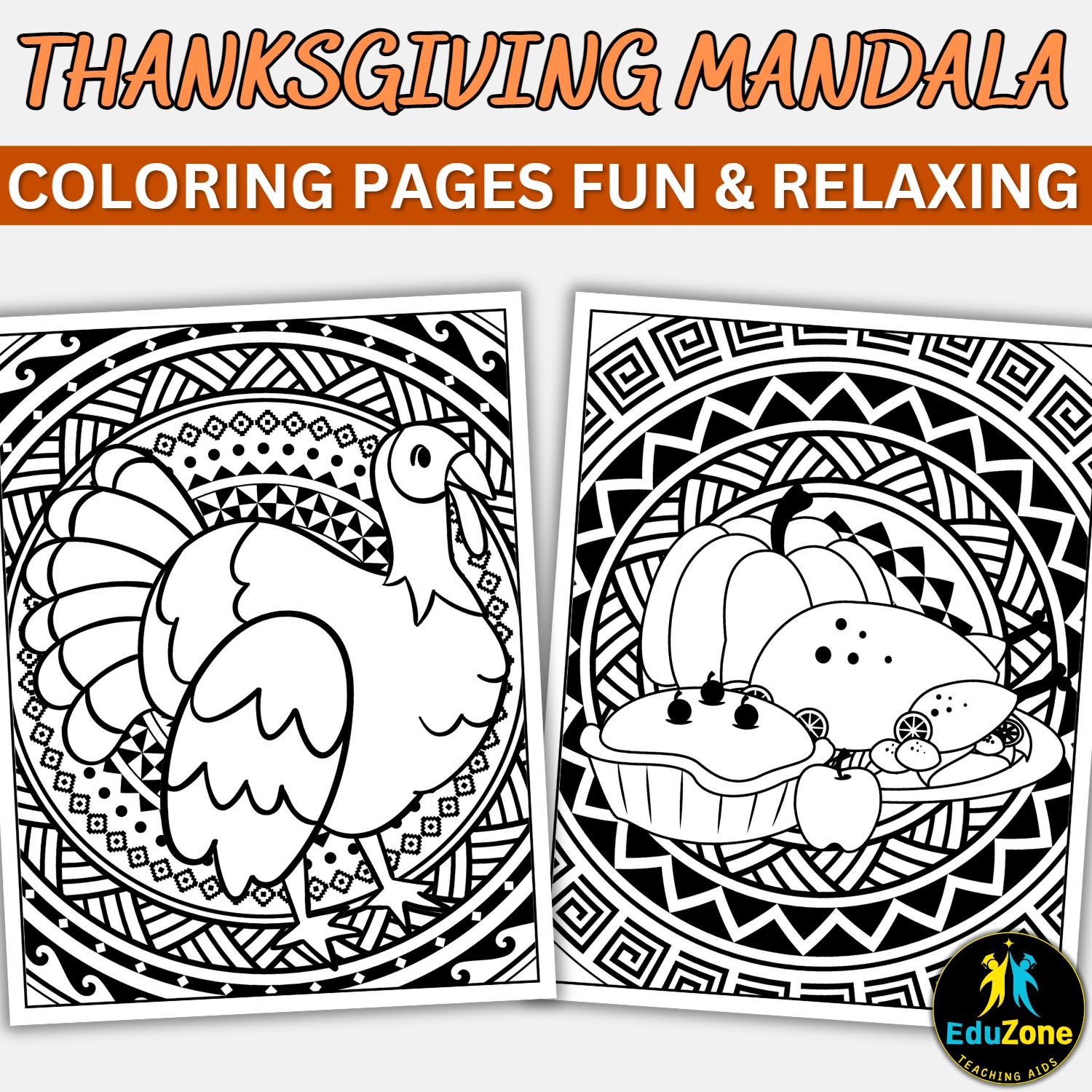 Thanksgiving mandala coloring pages relaxing printable