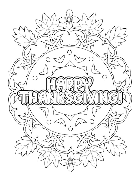 Premium vector happy thanksgiving mandala coloring page