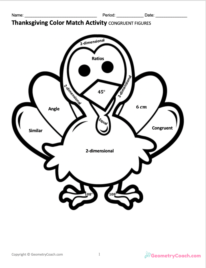 Free thanksgiving worksheet for geometry â