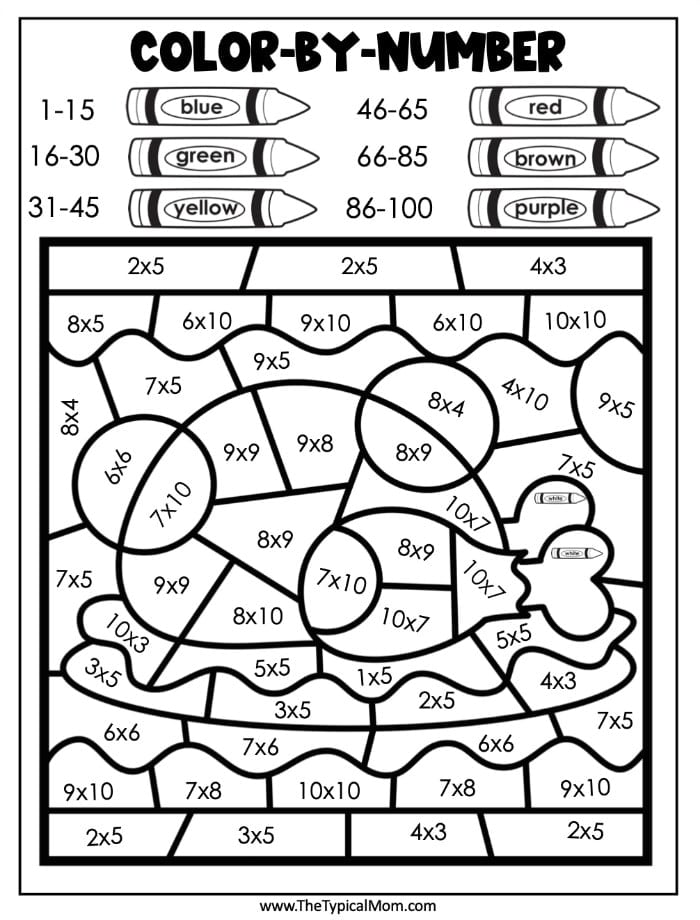 Free thanksgiving color by number printable coloring pages