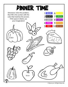 Thanksgiving math coloring worksheets woo jr kids activities childrens publishing